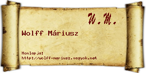 Wolff Máriusz névjegykártya